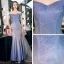 Chic / Belle Bleu Ciel Dégradé De Couleur Robe De Soirée 2020 Trompette / Sirène De l'épaule Manches Courtes Glitter Polyester Train De Balayage Dos Nu Robe De Ceremonie