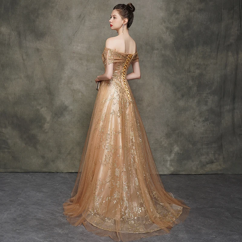 slim fit dress slacks Sexy Sparkly Champagne Gold Elegant Deep V-neck Open Back Prom Dresses –  SposaBridal