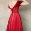 Chic / Beautiful Red See-through Evening Dresses  2020 A-Line / Princess Scoop Neck Short Sleeve Beading Floor-Length / Long Ruffle Backless Formal Dresses