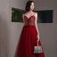 Sexy Burgundy Prom Dresses 2020 A-Line / Princess Spaghetti Straps Sleeveless Rhinestone Beading Floor-Length / Long Ruffle Backless Formal Dresses