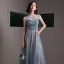 Chic / Belle Océan Bleu Transparentes Robe De Soirée 2020 Princesse Encolure Dégagée Sans Manches Perlage Glitter Tulle Longue Volants Dos Nu Robe De Ceremonie