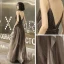 Elegante Braun Abendkleider 2020 A Linie Spaghettiträger Ärmellos Glanz Tülle Lange Rüschen Rückenfreies Festliche Kleider