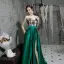 Sexy Mørk Grønn Satin Selskapskjoler 2020 Prinsesse Kjæreste Uten Ermer Appliques Blonder Domstol Tog Fendue devant Buste Ryggløse Formelle Kjoler