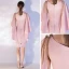Chic / Belle Rose Bonbon de retour Robe De Graduation 2020 Encolure Dégagée Manches Courtes Perlage Gland Courte Robe De Ceremonie