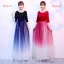 Affordable Red Evening Dresses  2020 A-Line / Princess Scoop Neck 3/4 Sleeve Flower Glitter Tulle Floor-Length / Long Formal Dresses
