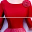 Affordable Red Evening Dresses  2020 A-Line / Princess Scoop Neck 3/4 Sleeve Flower Glitter Tulle Floor-Length / Long Formal Dresses