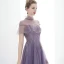 Élégant Grape Transparentes Robe De Soirée 2020 Princesse Col Haut Manches Courtes Perlage Train De Balayage Volants Dos Nu Robe De Ceremonie