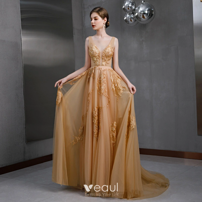 Deep gold deals dress