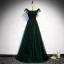 Chic / Beautiful Dark Green See-through Evening Dresses  2020 A-Line / Princess High Neck Sleeveless Spotted Tulle Floor-Length / Long Formal Dresses