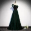 Chic / Beautiful Dark Green See-through Evening Dresses  2020 A-Line / Princess High Neck Sleeveless Spotted Tulle Floor-Length / Long Formal Dresses