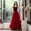 Abordable Bordeaux Daim Robe De Soirée 2020 Princesse épaules Sans Manches Appliques Fleur Perlage Longue Volants Dos Nu Robe De Ceremonie
