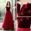 Abordable Bordeaux Daim Robe De Soirée 2020 Princesse épaules Sans Manches Appliques Fleur Perlage Longue Volants Dos Nu Robe De Ceremonie