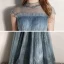 Chic / Beautiful Ink Blue See-through Evening Dresses  2020 A-Line / Princess High Neck Sleeveless Beading Glitter Tulle Floor-Length / Long Ruffle Backless Formal Dresses