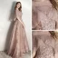Chic / Beautiful Champagne See-through Evening Dresses  2020 A-Line / Princess Square Neckline Sleeveless Appliques Lace Glitter Tulle Floor-Length / Long Ruffle Beading Formal Dresses