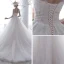 Hermoso Blanco Transparentes Vestidos De Novia 2020 A-Line / Princess Scoop Escote Manga Larga Sin Espalda Apliques Con Encaje Chapel Train Ruffle