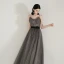 Chic / Belle Gris Robe De Soirée 2020 Princesse Bretelles Spaghetti Sans Manches Noeud Ceinture Fendue devant Longue Volants Dos Nu Robe De Ceremonie