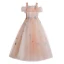 Chic / Beautiful Pearl Pink Flower Girl Dresses 2017 Ball Gown Square Neckline Strapless Short Sleeve Appliques Flower Floor-Length / Long Ruffle Wedding Party Dresses