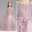 Schöne Rosa Mädchenkleider 2017 Ballkleid Rundhalsausschnitt Ärmellos Applikationen Blumen Lange Rüschen Kleider Für Hochzeit