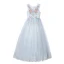 Chic / Beautiful Sky Blue Flower Girl Dresses 2017 Ball Gown Scoop Neck Sleeveless Appliques Flower Lace Sequins Floor-Length / Long Ruffle Wedding Party Dresses