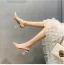 Sexy Transparent Street Wear Rhinestone Womens Sandals 2020 9 cm Stiletto Heels Pointed Toe Sandals