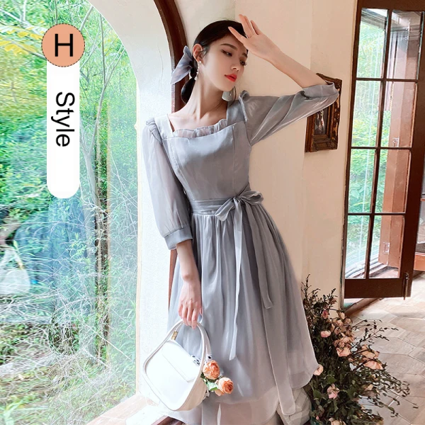 Simple Champagne Noeud Robe Demoiselle D'honneur 2021 Princesse Manches Courtes Thé Longueur Demoiselle D'honneur Robe Pour Mariage