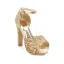 Sexy Silber Abend Pailletten Sandalen Damen 2021 Knöchelriemen 12 cm Thick Heels Peeptoes Sandaletten Hochhackige