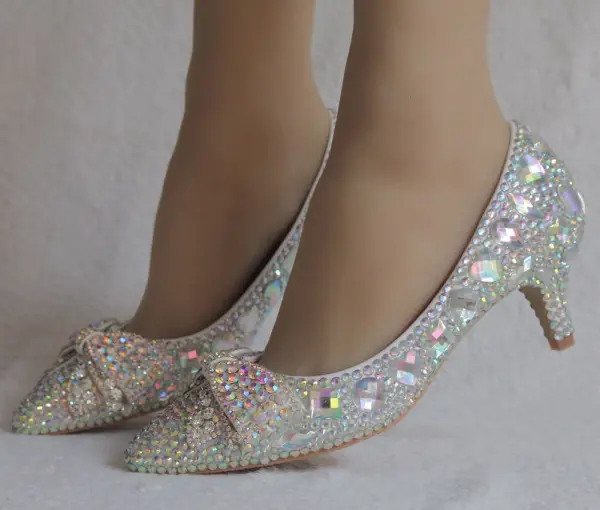 Sparkly Sølv Brudesko 2018 Krystall Rhinestone 5 cm Stiletthæler Spisse Bryllup Pumps