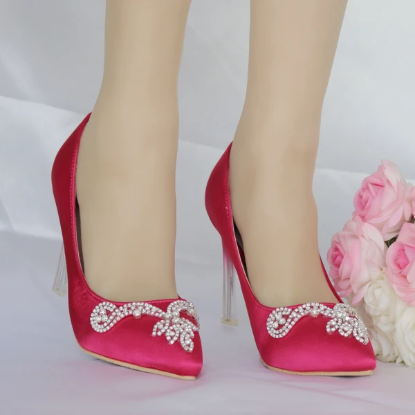 Chic / Beautiful White Wedding Shoes 2018 Rhinestone 10 cm Stiletto Heels Pointed Toe Wedding Pumps