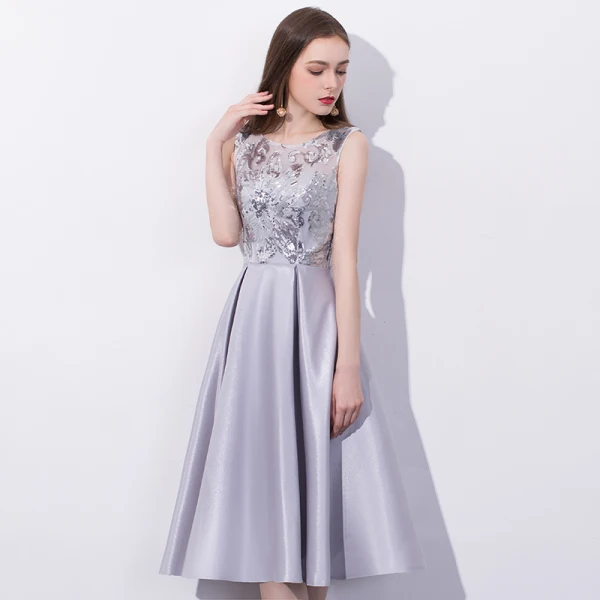 Chic / Beautiful Champagne Homecoming Graduation Dresses 2018 A-Line / Princess Sequins Scoop Neck Sleeveless Knee-Length Formal Dresses