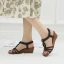 Roman Brown Street Wear Womens Sandals 2021 T-Strap 5 cm Wedges Open / Peep Toe Sandals High Heels