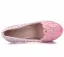 Lovely Blushing Pink Wedding Shoes 2018 Lace Flower Rhinestone 14 cm Stiletto Heels Round Toe Wedding Pumps