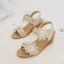 Fashion Beige Street Wear Pearl Rhinestone Lace Flower Womens Sandals 2021 Appliques 5 cm Wedges Open / Peep Toe Sandals