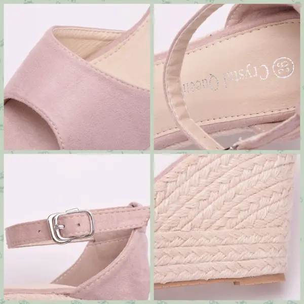 Böhmen Schwarz Strand Sommer Sandalen Damen 2018 Knöchelriemen 9 cm Keilabsatz Peeptoes Sandaletten