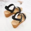 Bohemia Beige Rhinestone Street Wear Holiday Womens Sandals 2021 5 cm Wedges Open / Peep Toe Sandals