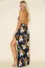 Chic / Belle Beige Plage Robes longues 2019 Impression Bretelles Spaghetti Fond croisé plongeant Dos Nu Sans Manches Longue Vêtements Femme