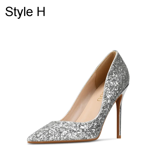 Glittrande Silver Afton Glittriga / Glitter Paljetter Pumps 2021 Läder 10 cm Stilettklackar Spetsiga Pumps Högklackade
