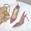 Scintillantes Champagne Soirée Chaussures Femmes 2019 Boucle Cuir Paillettes Faux Diamant 9 cm Talons Aiguilles À Bout Pointu Talons Hauts