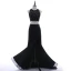 Chic / Belle 2 Pièces Noire Robe De Soirée 2018 Trompette / Sirène Encolure Dégagée Sans Manches Perlage En Dentelle Fleur Paillettes Faux Diamant Dos Nu Train De Balayage Robe De Ceremonie