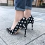 Snygga / Fina Svarta Casual Pumps 2019 Läder Prickig 10 cm Stilettklackar Spetsiga Pumps