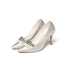 Luxury / Gorgeous White Wedding Shoes 2019 Leather Rhinestone 8 cm Stiletto Heels Pointed Toe Wedding Pumps