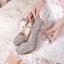 Sparkly Sølv Brudesko 2019 Paljetter Spenne 12 cm Stiletthæler Spisse Pumps