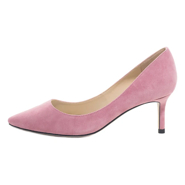 Enkla Burgundy Kontors Pumps 2019 Läder Mocka 6 cm Stilettklackar Spetsiga Pumps