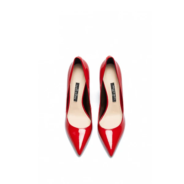 Schöne Rot Leder Abend Pumps 2019 Lackleder 10 cm Stilettos Spitzschuh Pumps