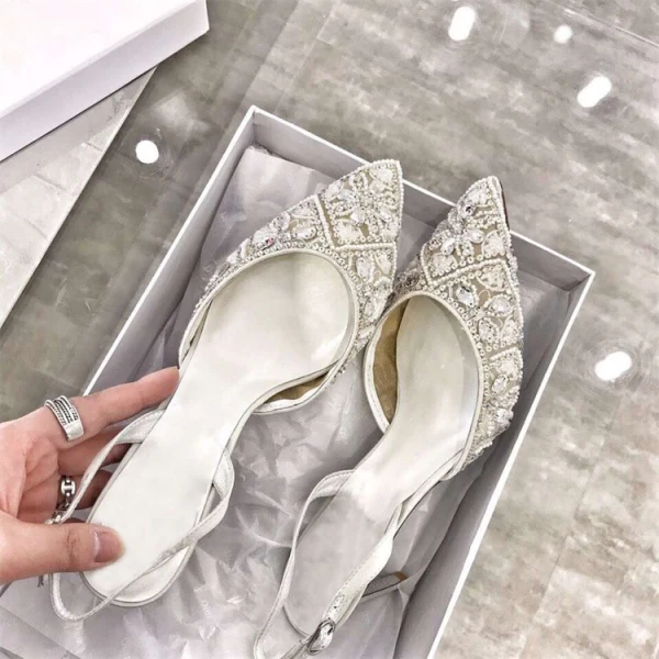 Fine Svart Aften Damesko 2019 Lær Beading Krystall Rhinestone 10 cm Stiletthæler Spisse Høyhælte