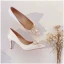 Elegante Ivory / Creme Abend Seide Satin Pumps 2021 Perle 8 cm Stilettos Spitzschuh Pumps Hochhackige