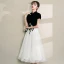 Chinese style Black Homecoming Graduation Dresses 2019 A-Line / Princess High Neck Lace Flower Star Short Sleeve Tea-length Formal Dresses