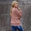 Comfortable Casual Fall Winter Candy Pink Plush Sweatshirts 2021 Scoop Neck Loose Long Sleeve Women Tops