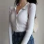Sexy Sky Blue Fall Winter Street Wear Knitting Tight  Sweaters 2021 V-Neck Lapel  Long Sleeve Women Tops