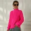 Fall Winter Street Wear Brown Knitting Sweaters 2021 Cotton High Neck Long Sleeve Loose Women Tops