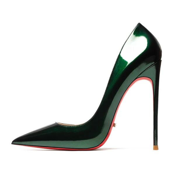 Schöne Rot Strassenmode Lackleder Pumps 2021 12 cm Stilettos Spitzschuh Pumps Hochhackige